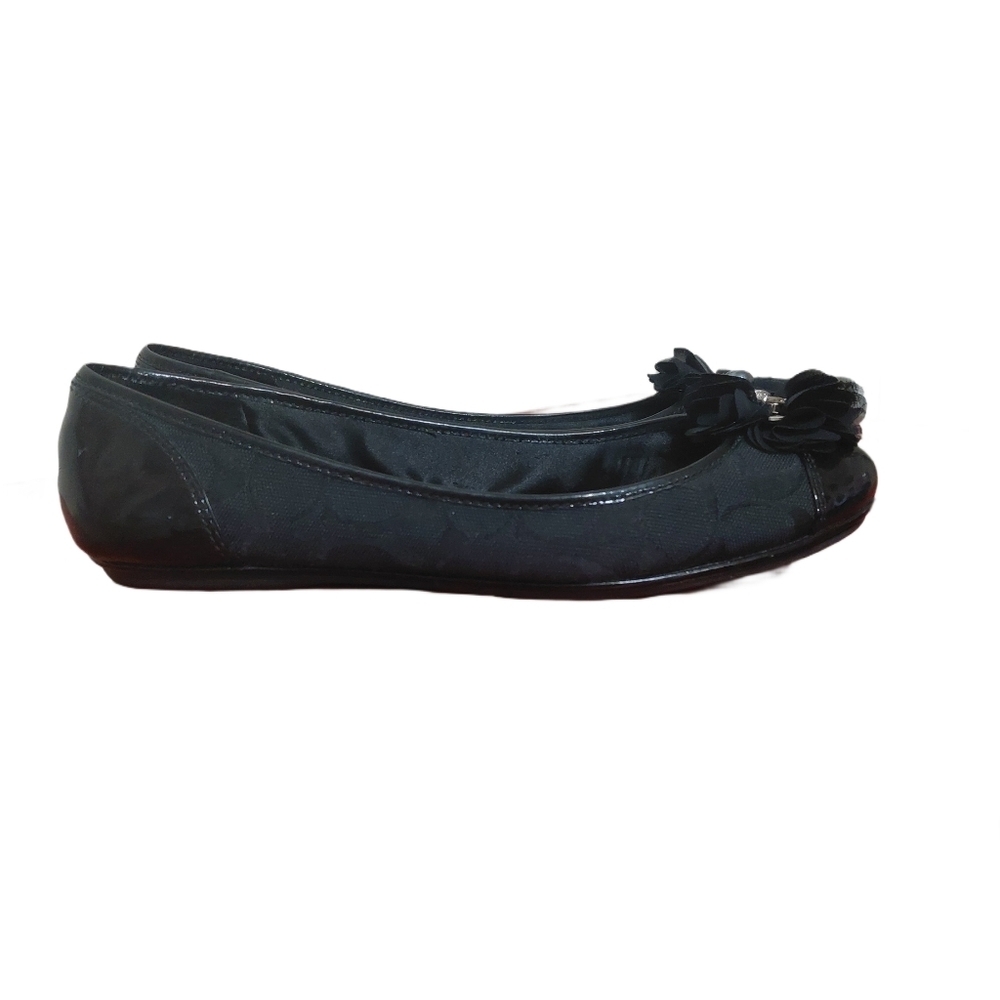 Coach Black Signature Jacquard Flower Jeweled Ballet Flat Size 9.5 - Picture 6 of 10